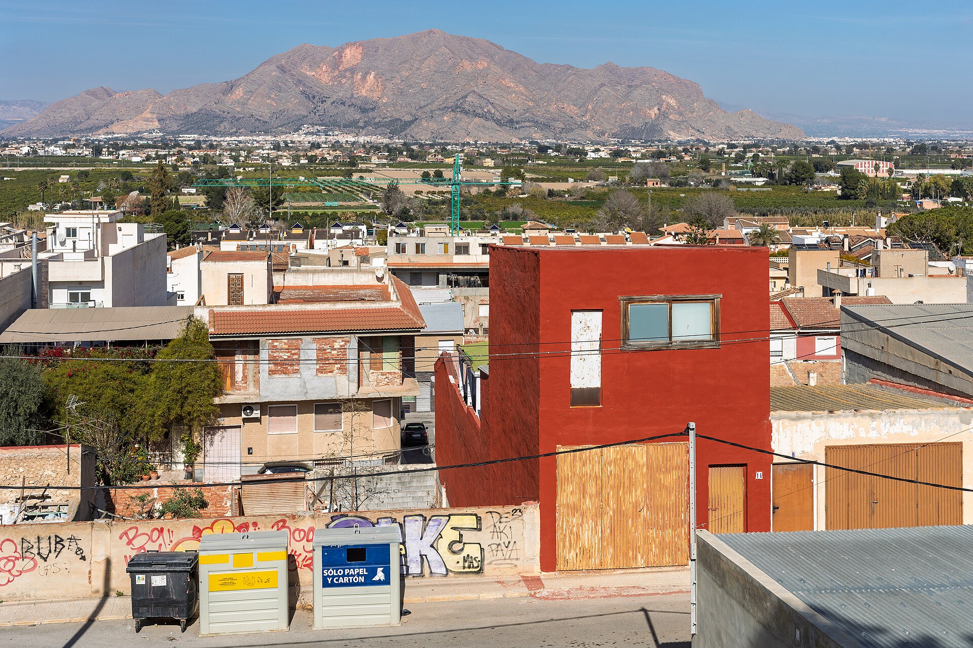 Panorama de Bigastro desde Parque Lo Chusco con tejados y parcelas