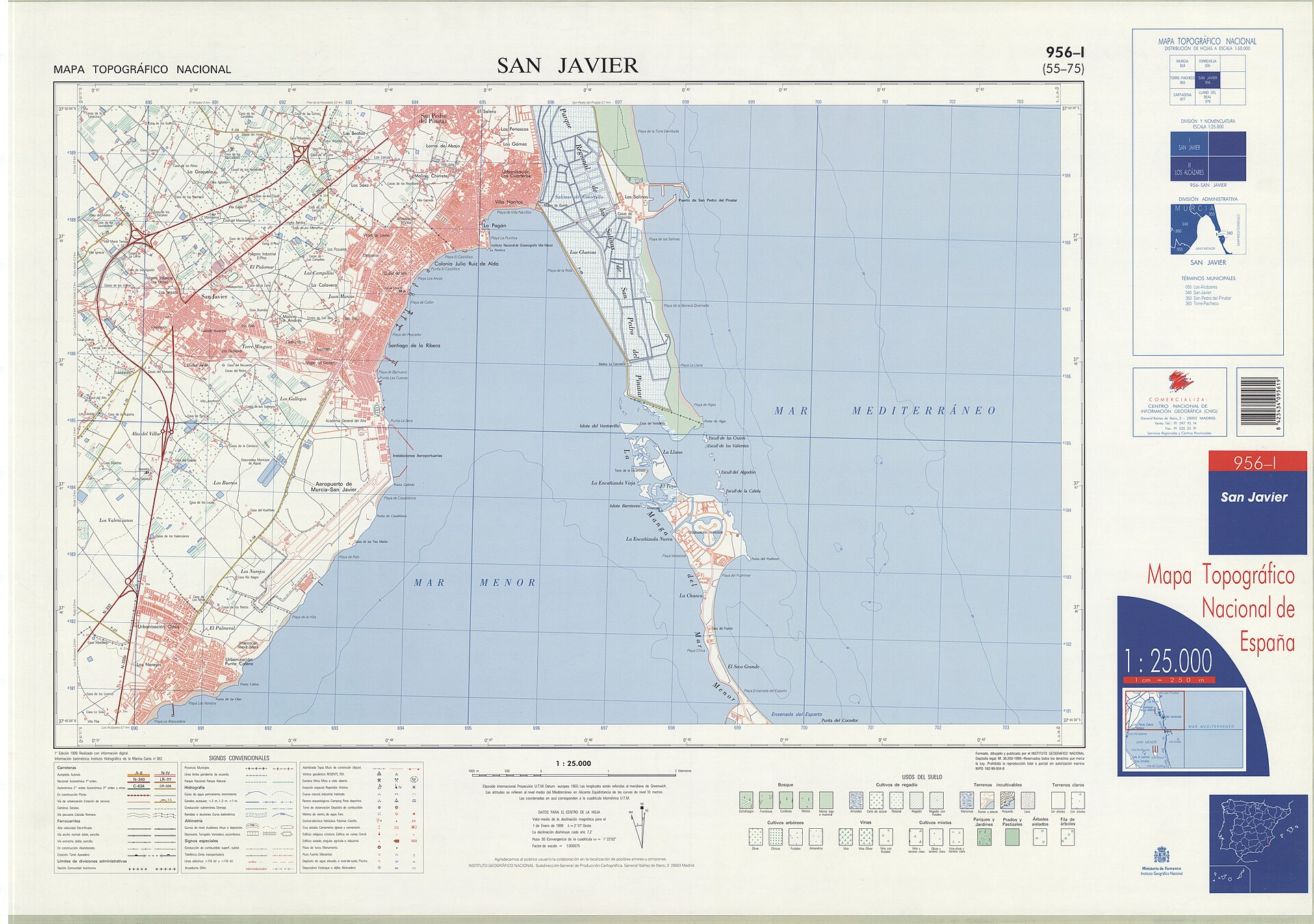 Mapa topográfico de San Javier (1999)