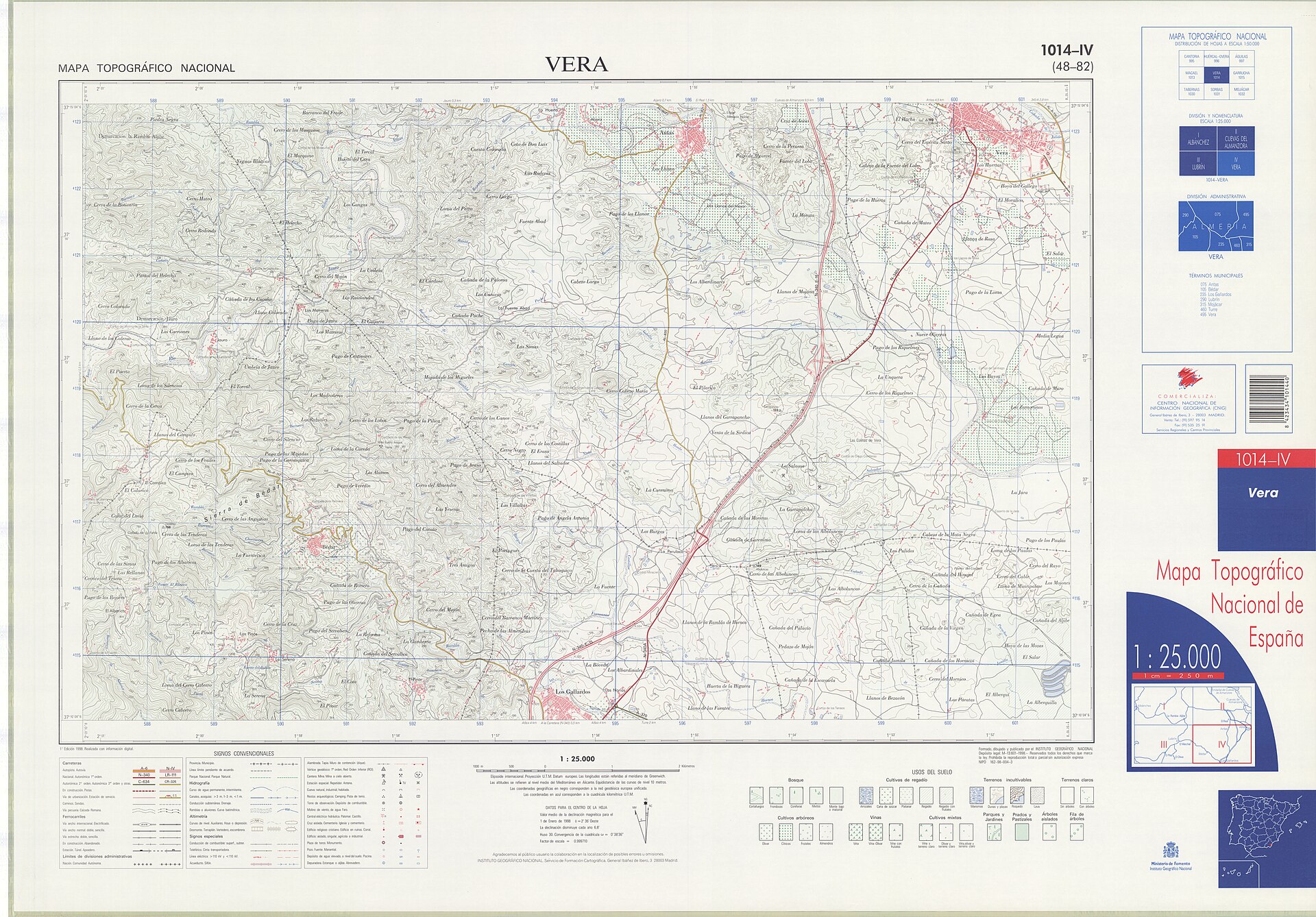 Hoja MTN25 1014‑IV Vera (mapa topográfico 1998)
